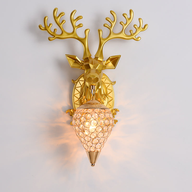 Funzione per illuminazione da parete di cristalli di corna da parete lampada montata in stile a parete