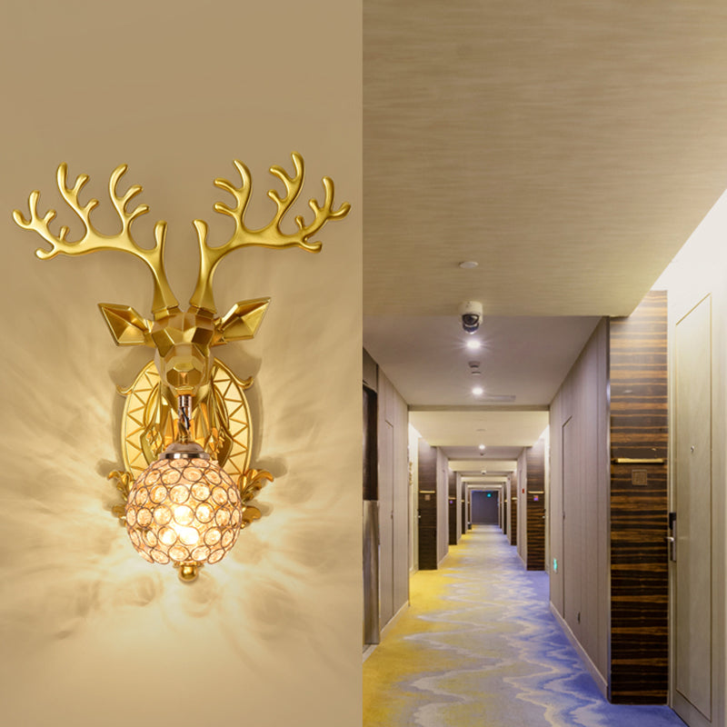 Funzione per illuminazione da parete di cristalli di corna da parete lampada montata in stile a parete