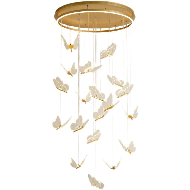 Multi Light Butterfly Pendant Lighting Modern Acrylic Cluster Pendant Light in Gold