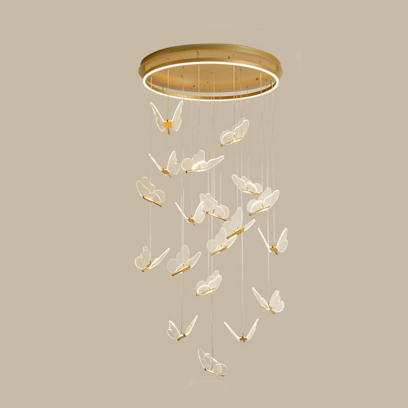 Multi Light Butterfly Pendant Lighting Modern Acrylic Cluster Pendant Light in Gold