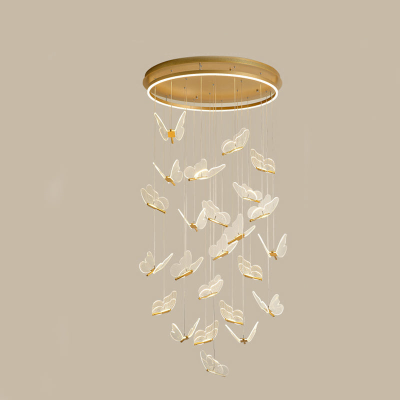 Multi Light Butterfly Pendant Lighting Modern Acrylic Cluster Pendant Light in Gold
