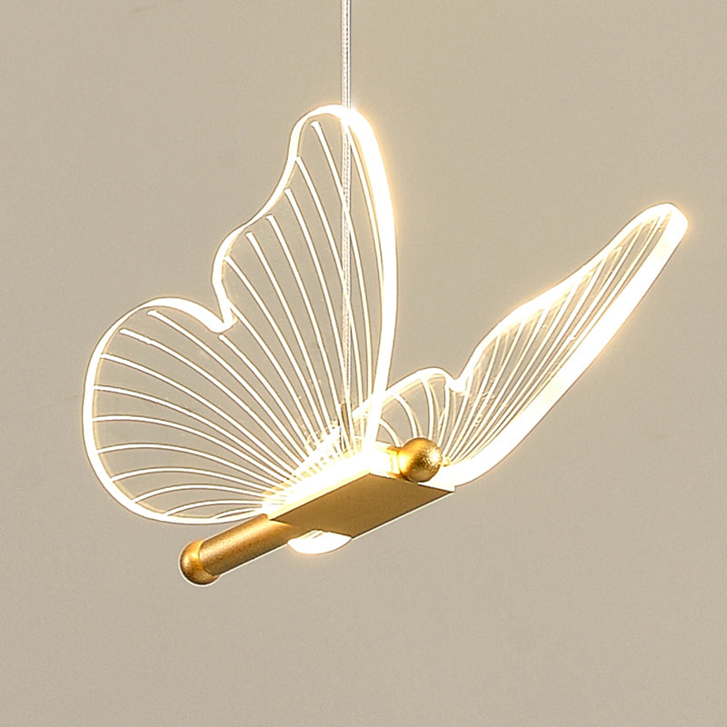 Multi Light Butterfly Pendant Lighting Modern Acrylic Cluster Pendant Light in Gold