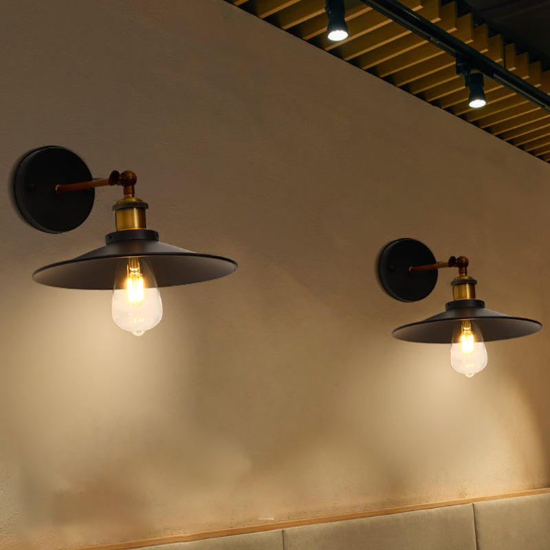 Industrial Sconce Light Fixture Black Metal Wall Lamp for Kitchen Restaurant