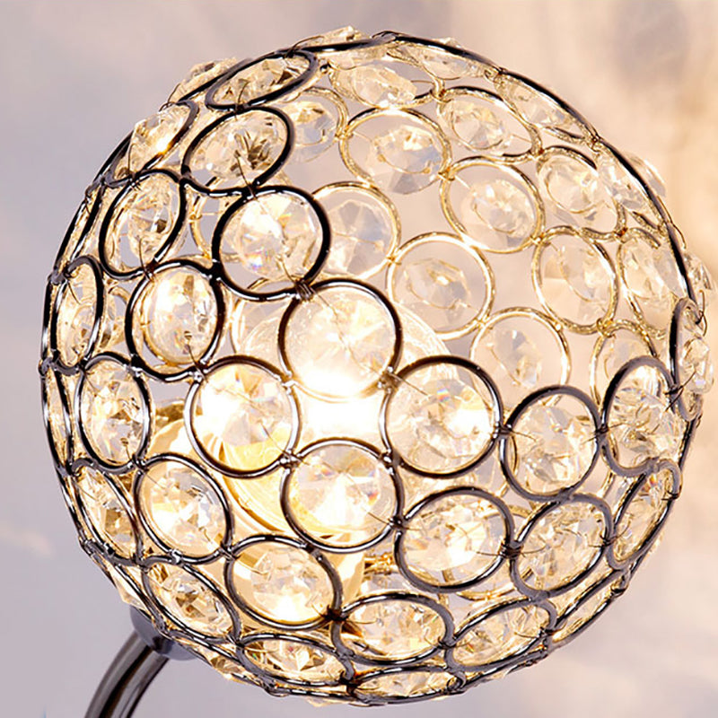Wohnzimmer Wandleuchten beleuchten moderne Chromwandhalterung Licht mit runden Kristallschatten