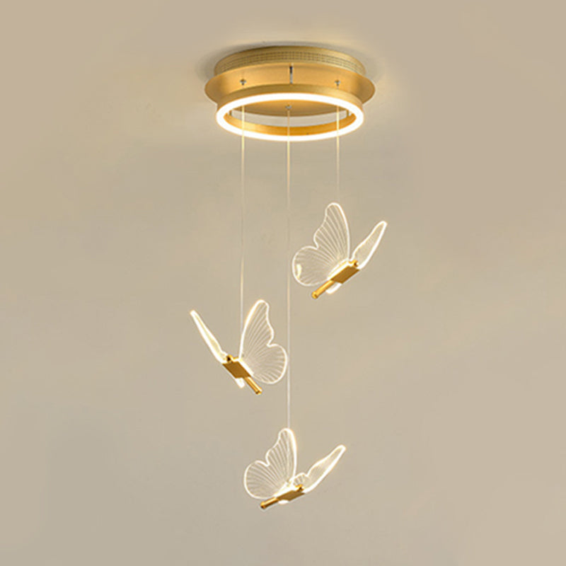 Multi-Light Butterfly Pendant Modern Metal and Acrylic Shade Cluster Pendant Light for Living Room