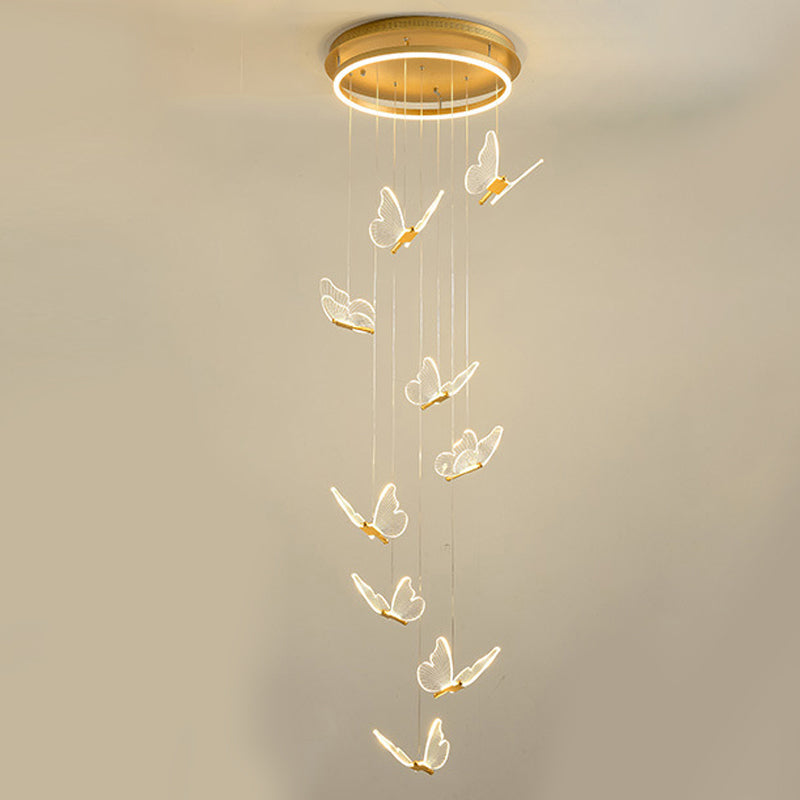 Multi-Light Butterfly Pendant Modern Metal and Acrylic Shade Cluster Pendant Light for Living Room
