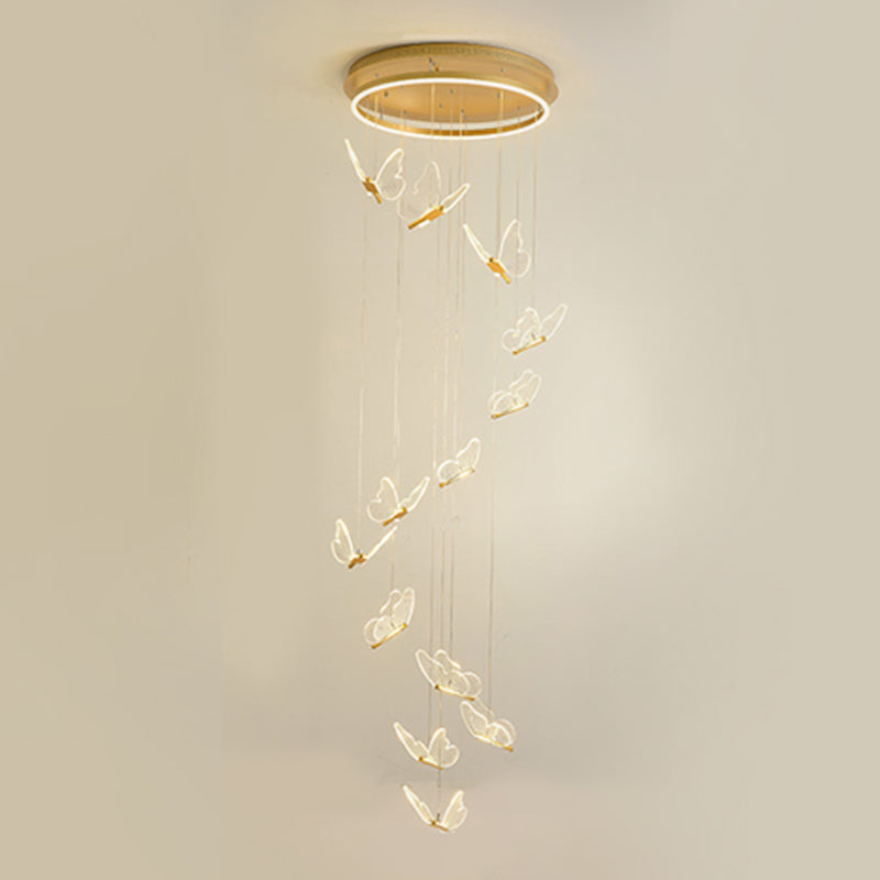 Multi-Light Butterfly Pendant Modern Metal and Acrylic Shade Cluster Pendant Light for Living Room