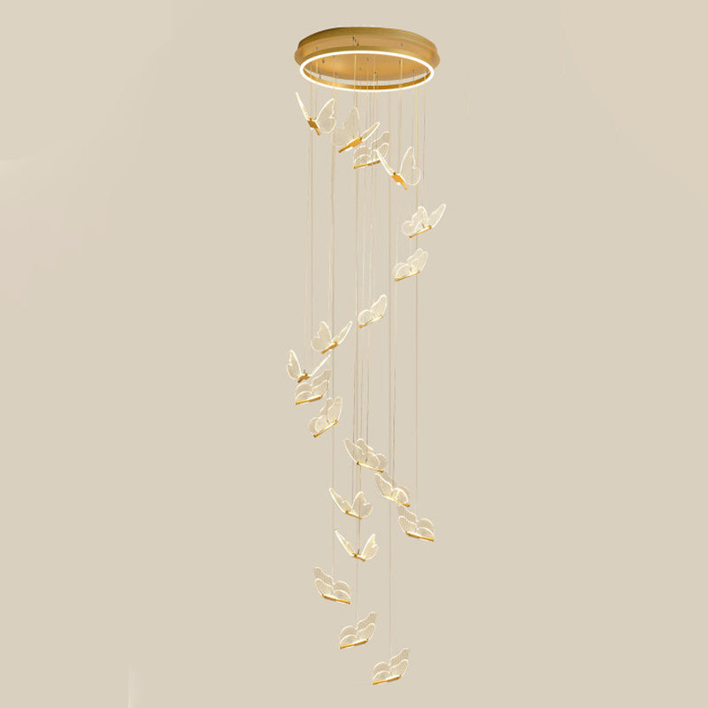 Multi-Light Butterfly Pendant Modern Metal and Acrylic Shade Cluster Pendant Light for Living Room