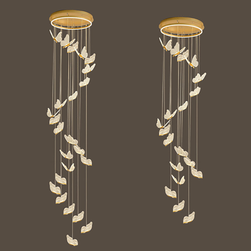 Multi-Light Butterfly Pendant Modern Metal and Acrylic Shade Cluster Pendant Light for Living Room