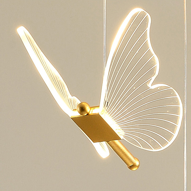 Multi-Light Butterfly Pendant Modern Metal and Acrylic Shade Cluster Pendant Light for Living Room