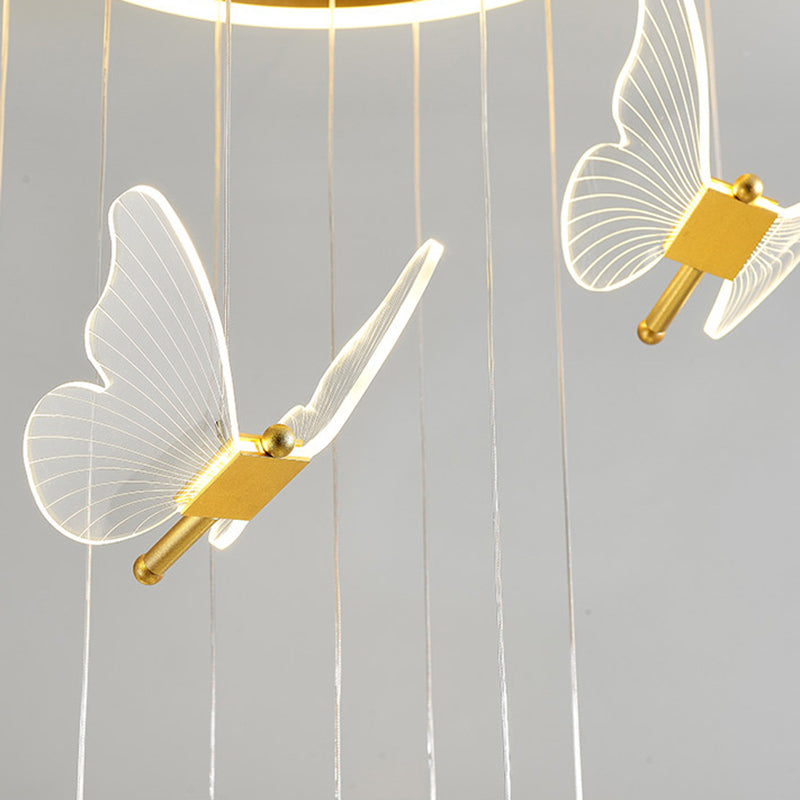 Multi-Light Butterfly Pendant Modern Metal and Acrylic Shade Cluster Pendant Light for Living Room