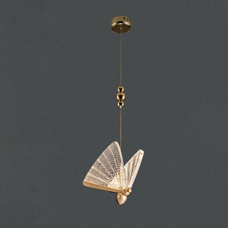 Lámpara de luz colgante de mariposa acrílico lámpara de suspensión de acabado dorado