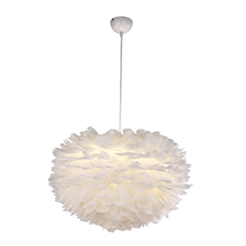 Nordic Modern Style LED Feather Chandelier Pendant Light Hanging Light Fixture for Bedroom