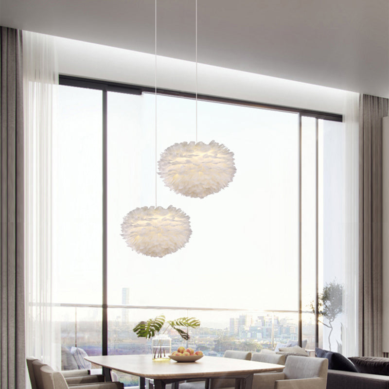 Lumo a pendente a pendente di piuma a LED a LED a LED moderna moderna per camera da letto
