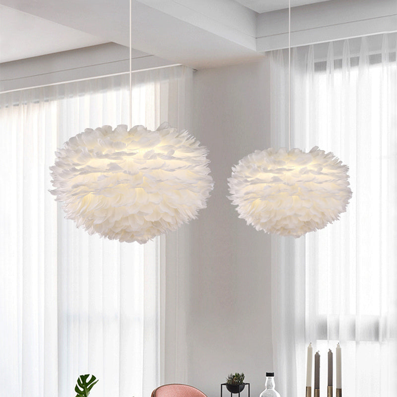 Lumo a pendente a pendente di piuma a LED a LED a LED moderna moderna per camera da letto