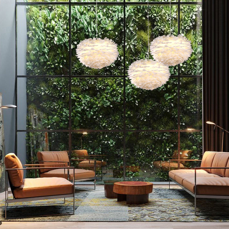 Lumo a pendente a pendente di piuma a LED a LED a LED moderna moderna per camera da letto