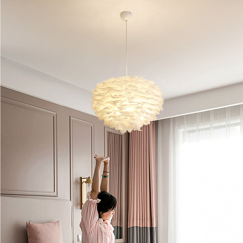 Modern Style Feather Chandelier Pendant Light Bedroom Living Room Ceiling Hanging Light