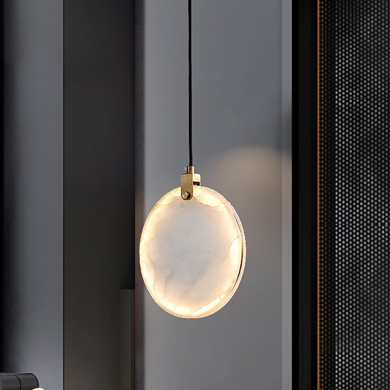 1 Light Round pendant light with Shone Shade Simplicity Hanging Light in White