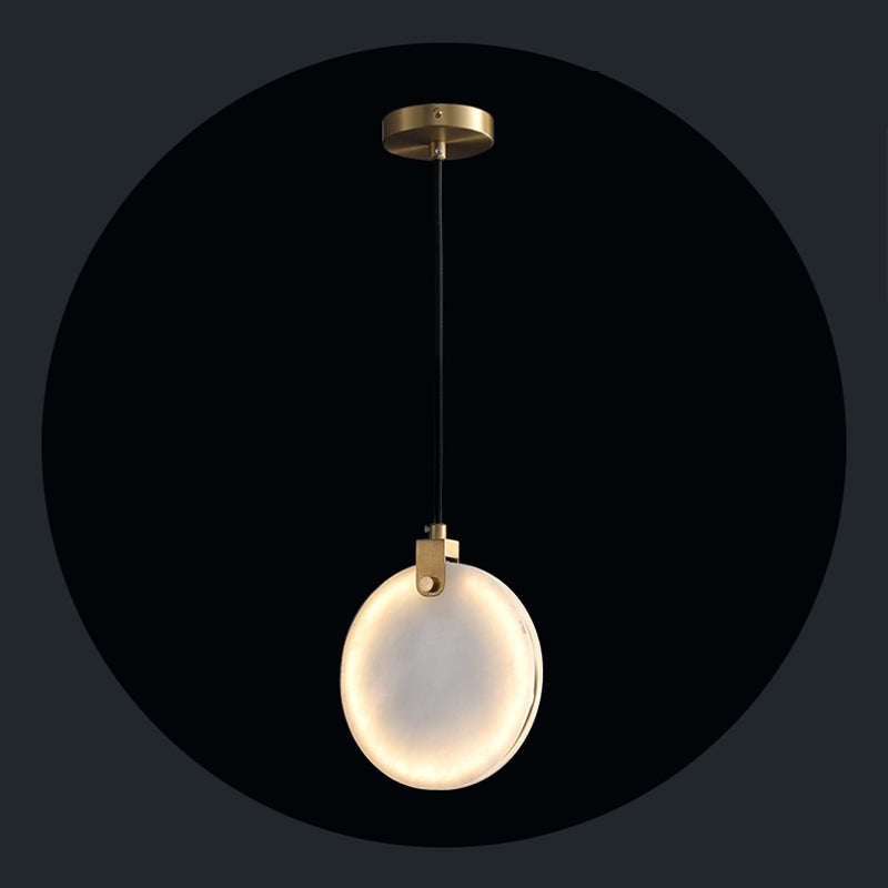 1 Light Round pendant light with Shone Shade Simplicity Hanging Light in White
