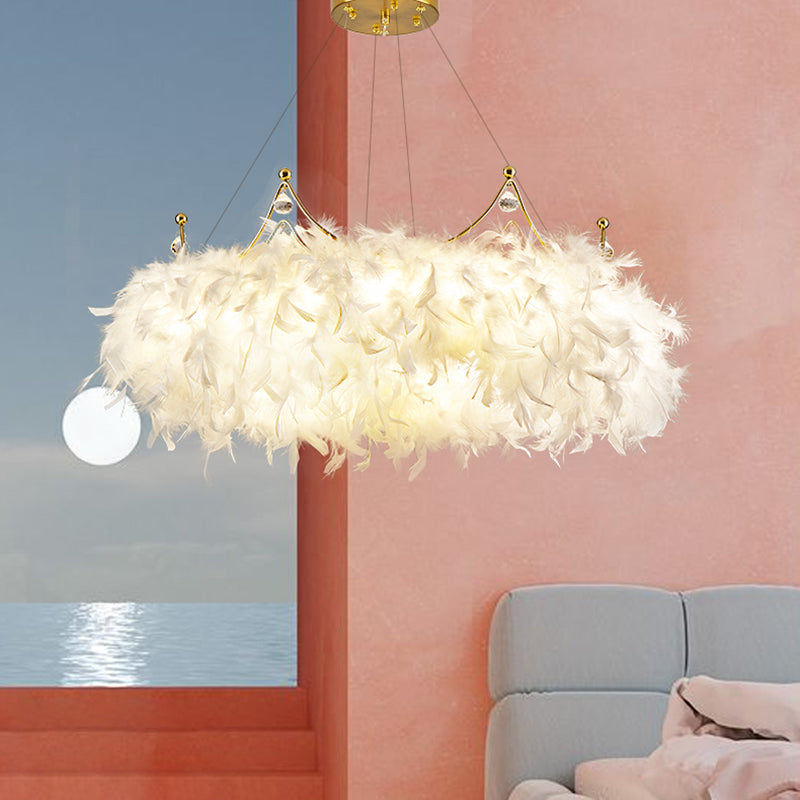 Lampade per lampadari a corona Lampada lampada bianca moderna a testa multipla con tonalità di piuma