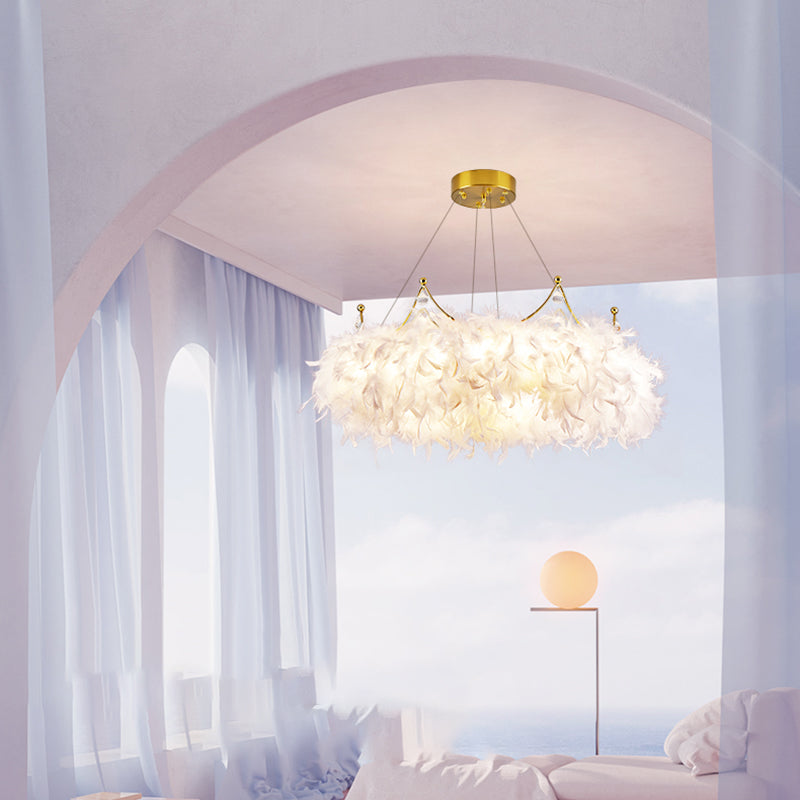 Lampade per lampadari a corona Lampada lampada bianca moderna a testa multipla con tonalità di piuma