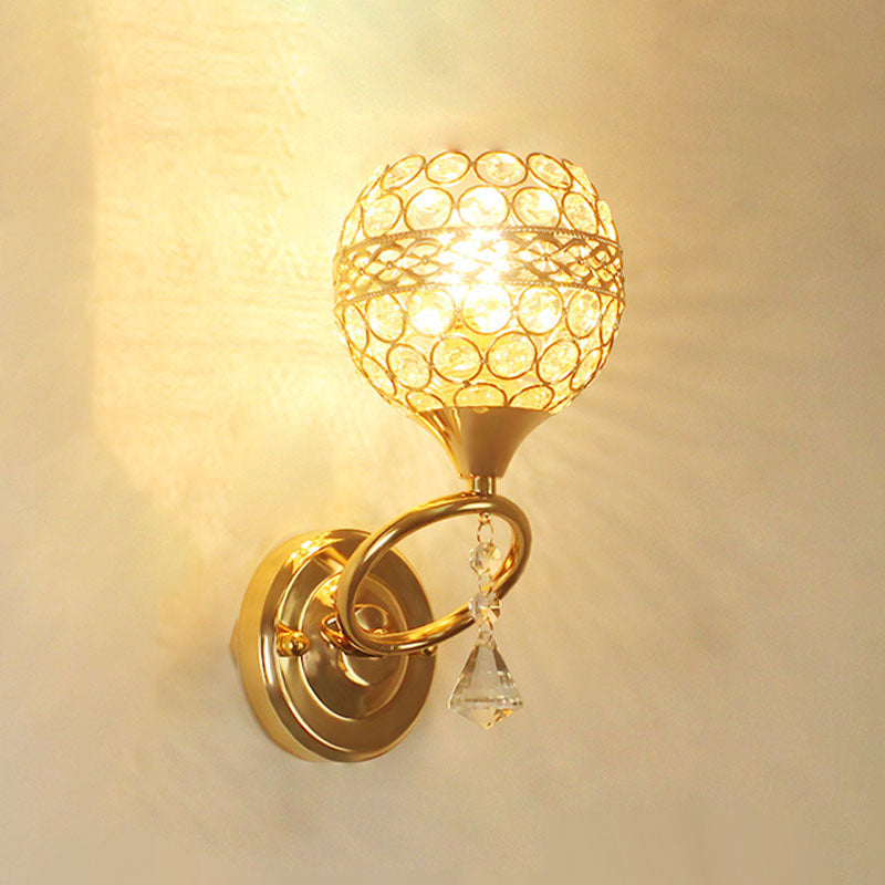 Lampada a monte a parete globo moderna illuminazione montata a parete a 1 luci con un ombra di cristallo chiaro