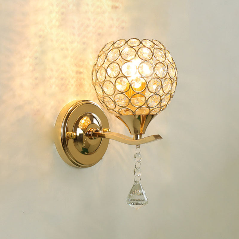 Lampada a monte a parete globo moderna illuminazione montata a parete a 1 luci con un ombra di cristallo chiaro
