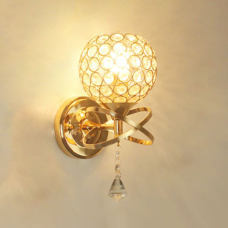 Lampada a monte a parete globo moderna illuminazione montata a parete a 1 luci con un ombra di cristallo chiaro