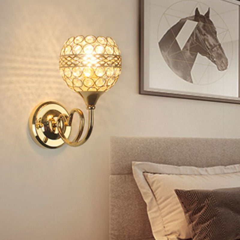 Lampada a monte a parete globo moderna illuminazione montata a parete a 1 luci con un ombra di cristallo chiaro