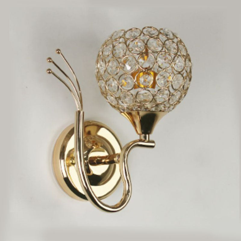 Lampada a monte a parete globo moderna illuminazione montata a parete a 1 luci con un ombra di cristallo chiaro