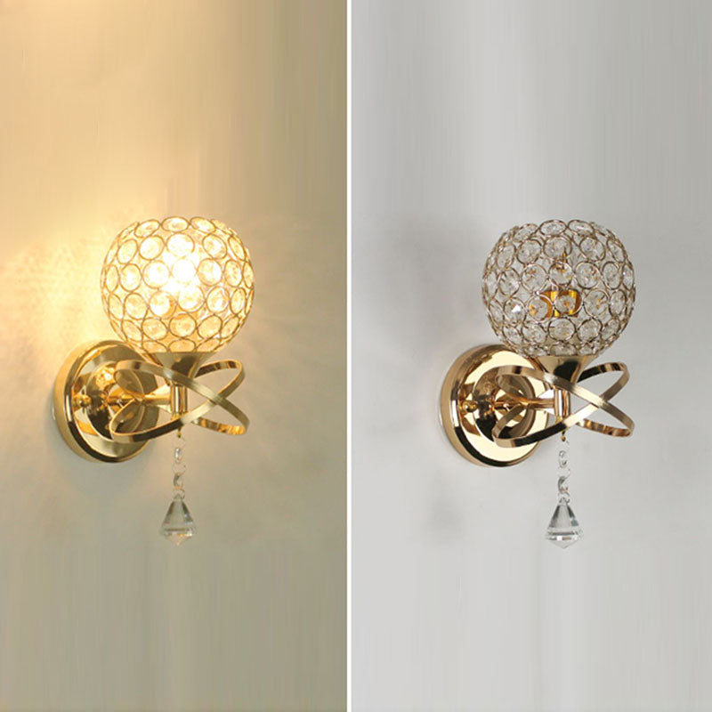 Lampada a monte a parete globo moderna illuminazione montata a parete a 1 luci con un ombra di cristallo chiaro