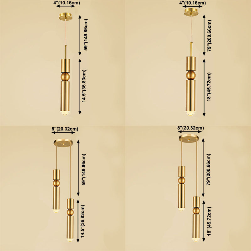 1/2 Lights Hanging Light in Gold Contemporary Pendant Lighting for Bedroom