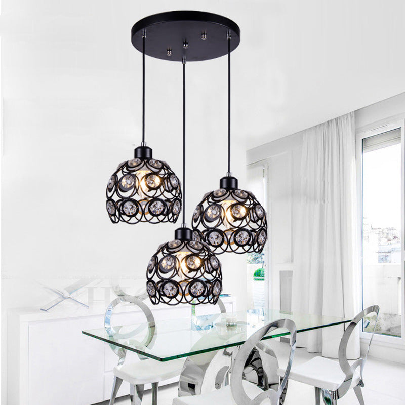 Suspension du pendentif moderne dôme suspendu à cristal clair avec un cordon suspendu à 39,5 "