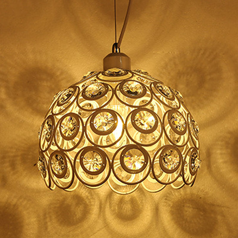 Suspension du pendentif moderne dôme suspendu à cristal clair avec un cordon suspendu à 39,5 "