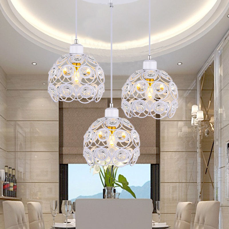 Suspension du pendentif moderne dôme suspendu à cristal clair avec un cordon suspendu à 39,5 "