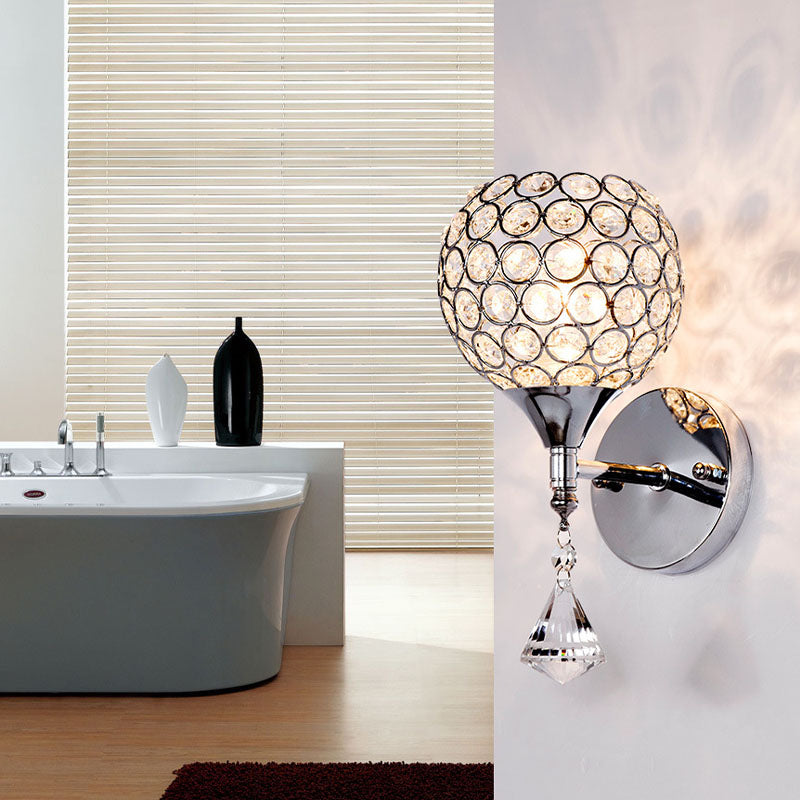 Fun a parete da comodino Funzione singola lampadina Postmoderna a parete a LED con cristallo in argento
