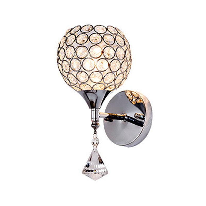 Fun a parete da comodino Funzione singola lampadina Postmoderna a parete a LED con cristallo in argento