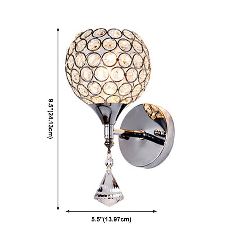 Fun a parete da comodino Funzione singola lampadina Postmoderna a parete a LED con cristallo in argento