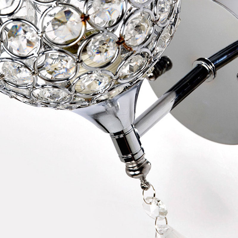 Fun a parete da comodino Funzione singola lampadina Postmoderna a parete a LED con cristallo in argento