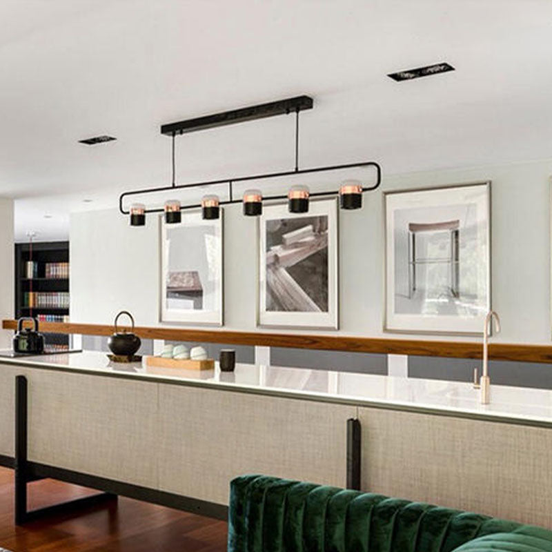 Lampade cilindriche dell'isola moderna lampade a 6 luci a 6 luci con ombra acrilica bianca