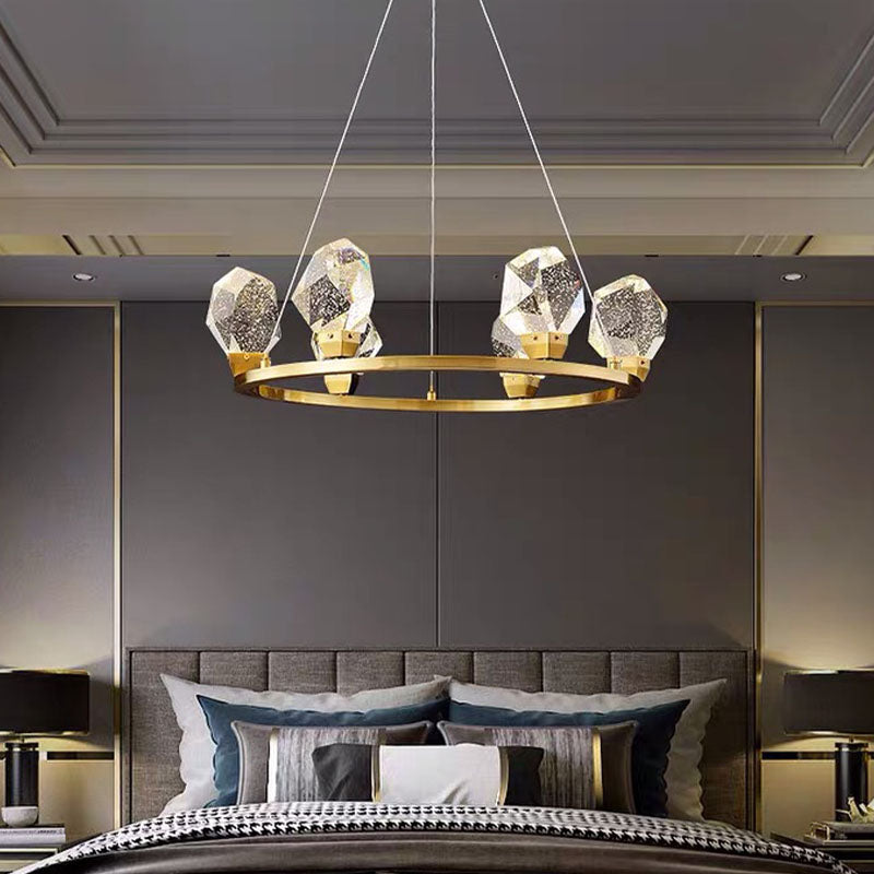 Kristallschattierte Decke Anhänger Licht moderner LED Kronleuchter Anhänger Licht in Gold