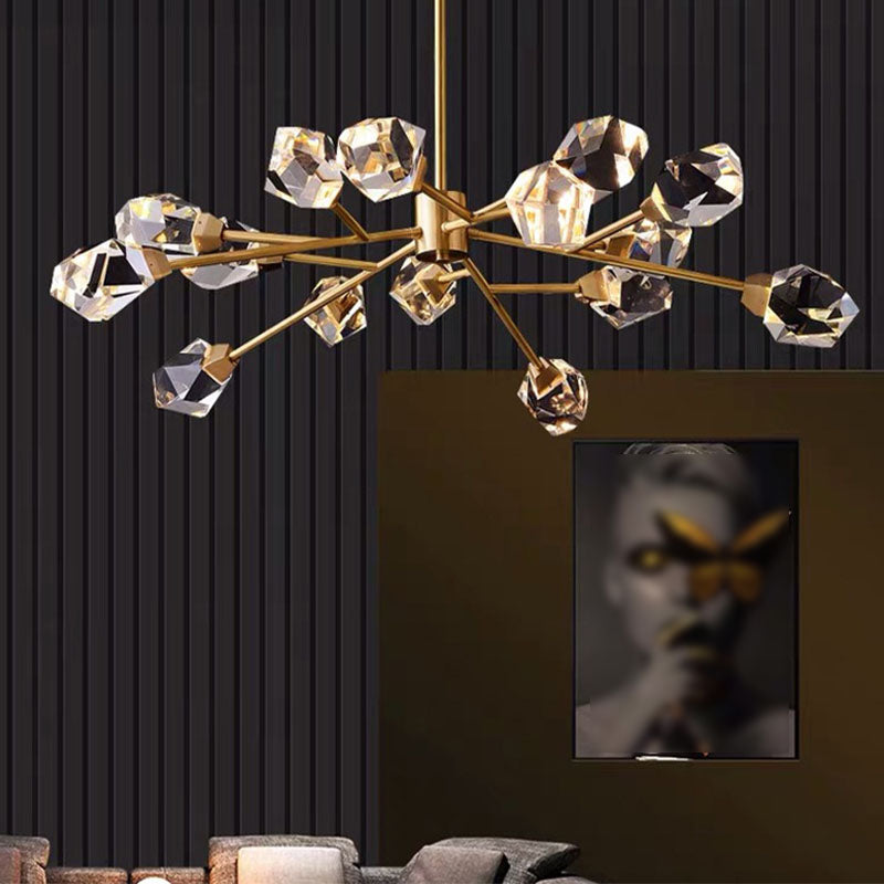 Kristallschattierte Decke Anhänger Licht moderner LED Kronleuchter Anhänger Licht in Gold