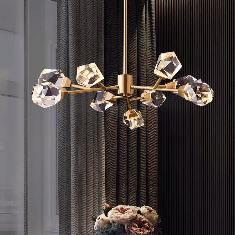 Kristallschattierte Decke Anhänger Licht moderner LED Kronleuchter Anhänger Licht in Gold