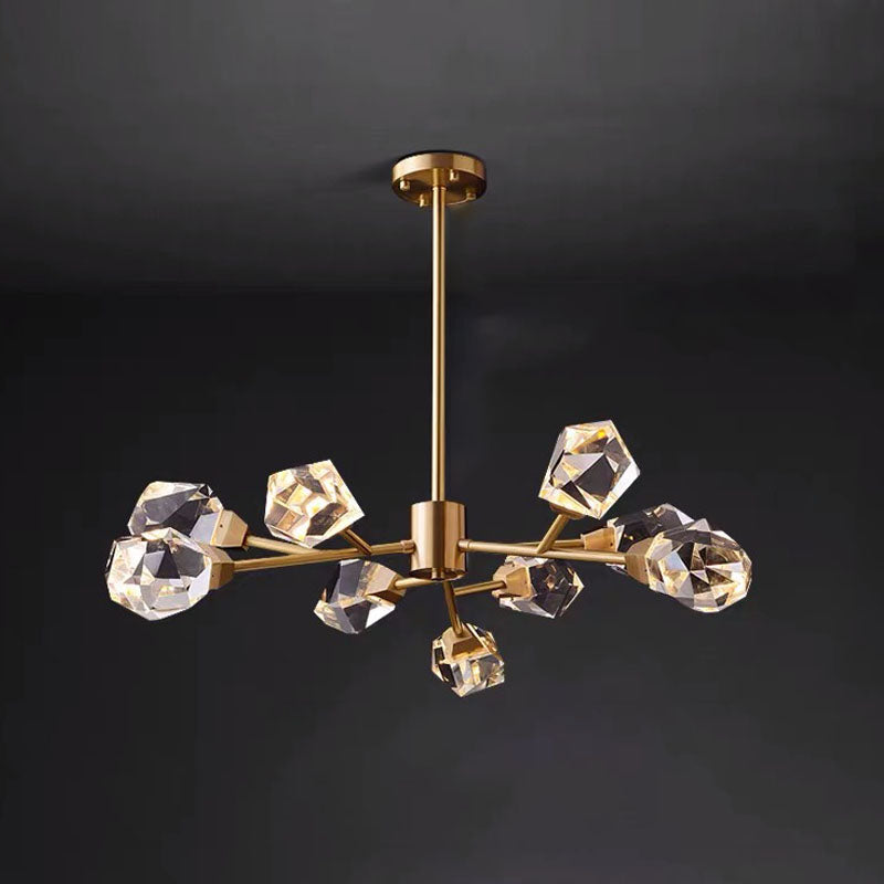 Kristallschattierte Decke Anhänger Licht moderner LED Kronleuchter Anhänger Licht in Gold