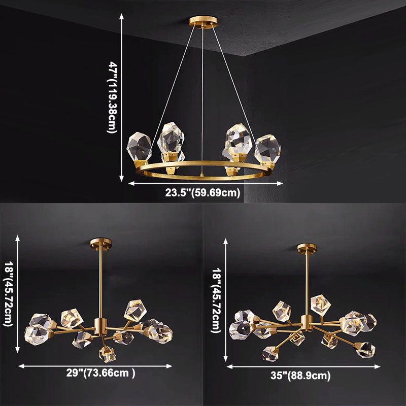 Kristallschattierte Decke Anhänger Licht moderner LED Kronleuchter Anhänger Licht in Gold