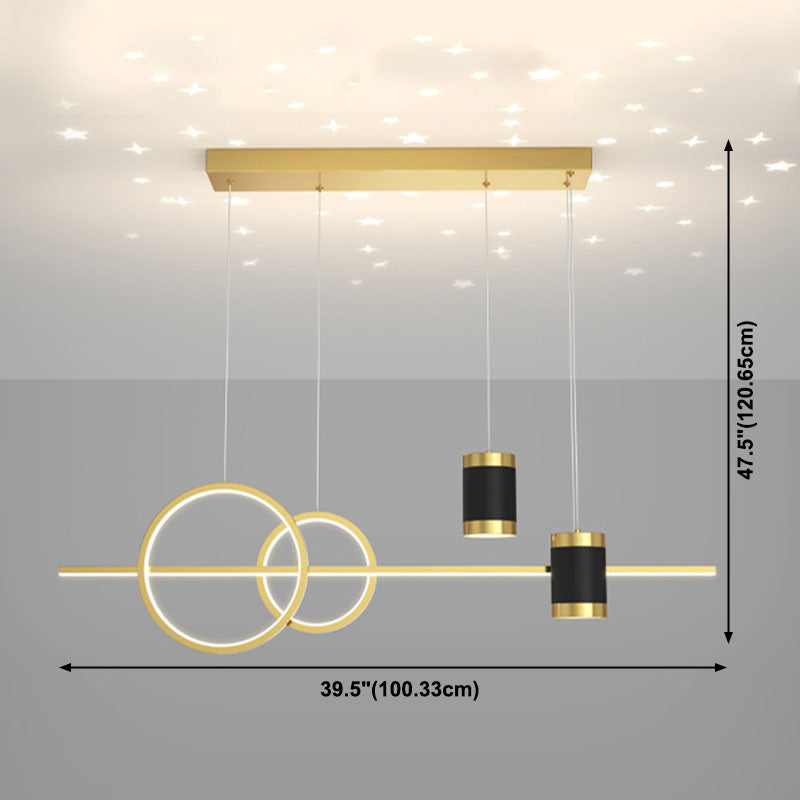 Modern Style Linear Shaped Island Pendant Metal 5 Lights Island Light for Restaurant