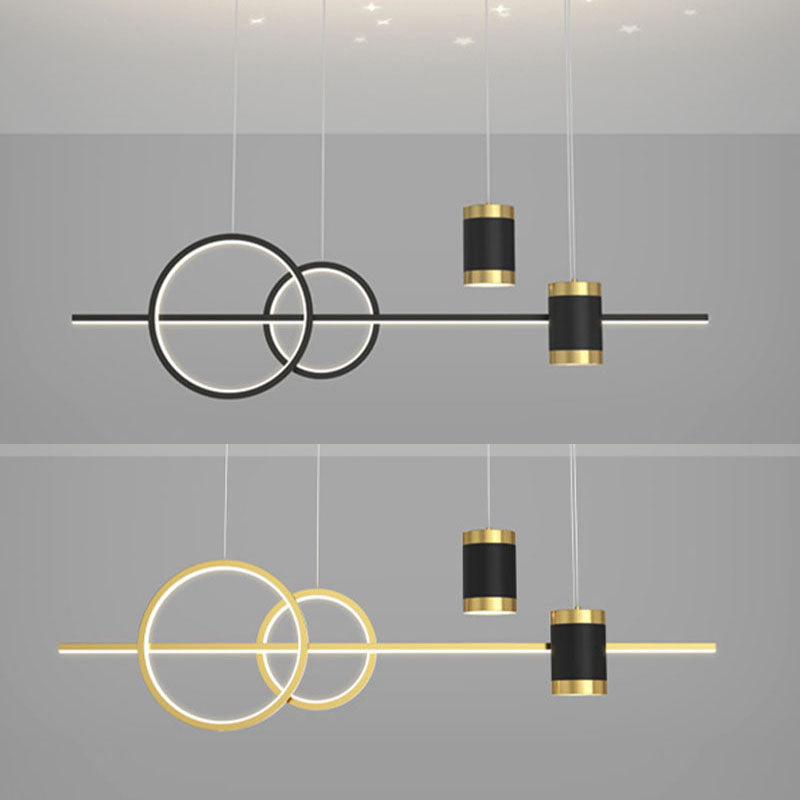 Modern Style Linear Shaped Island Pendant Metal 5 Lights Island Light for Restaurant