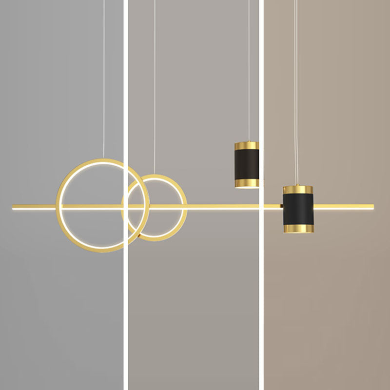 Modern Style Linear Shaped Island Pendant Metal 5 Lights Island Light for Restaurant