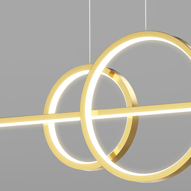 Modern Style Linear Shaped Island Pendant Metal 5 Lights Island Light for Restaurant