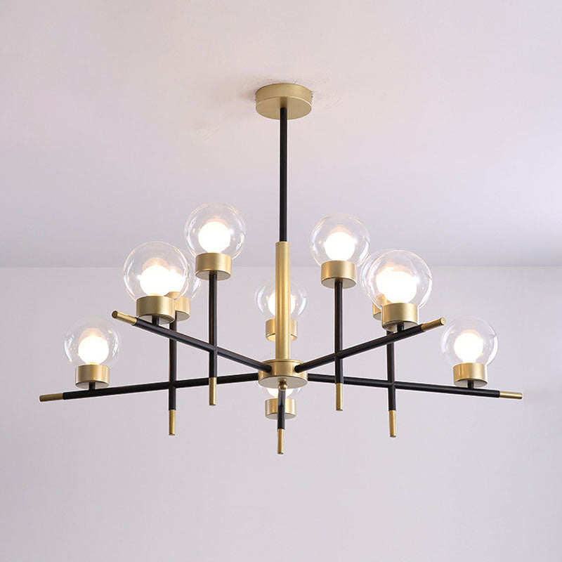 Postmoderne Metallkronleuchter Multi -Licht -Deckenkraut mit Glasschatten für Esszimmer